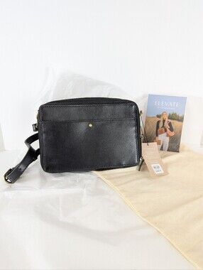NEW Elevate People Black Leather Nomad Crossbody Bag